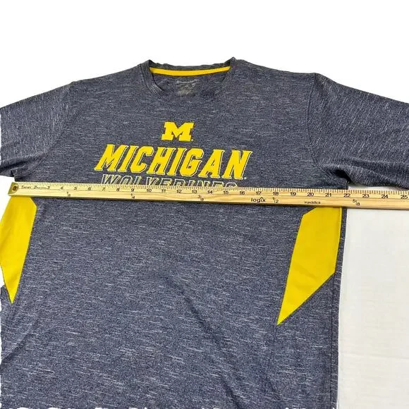 Champion Michigan Wolverines TShirt Mens L Navy Blue Yellow Active Short Sleeve - Picture 5 of 7